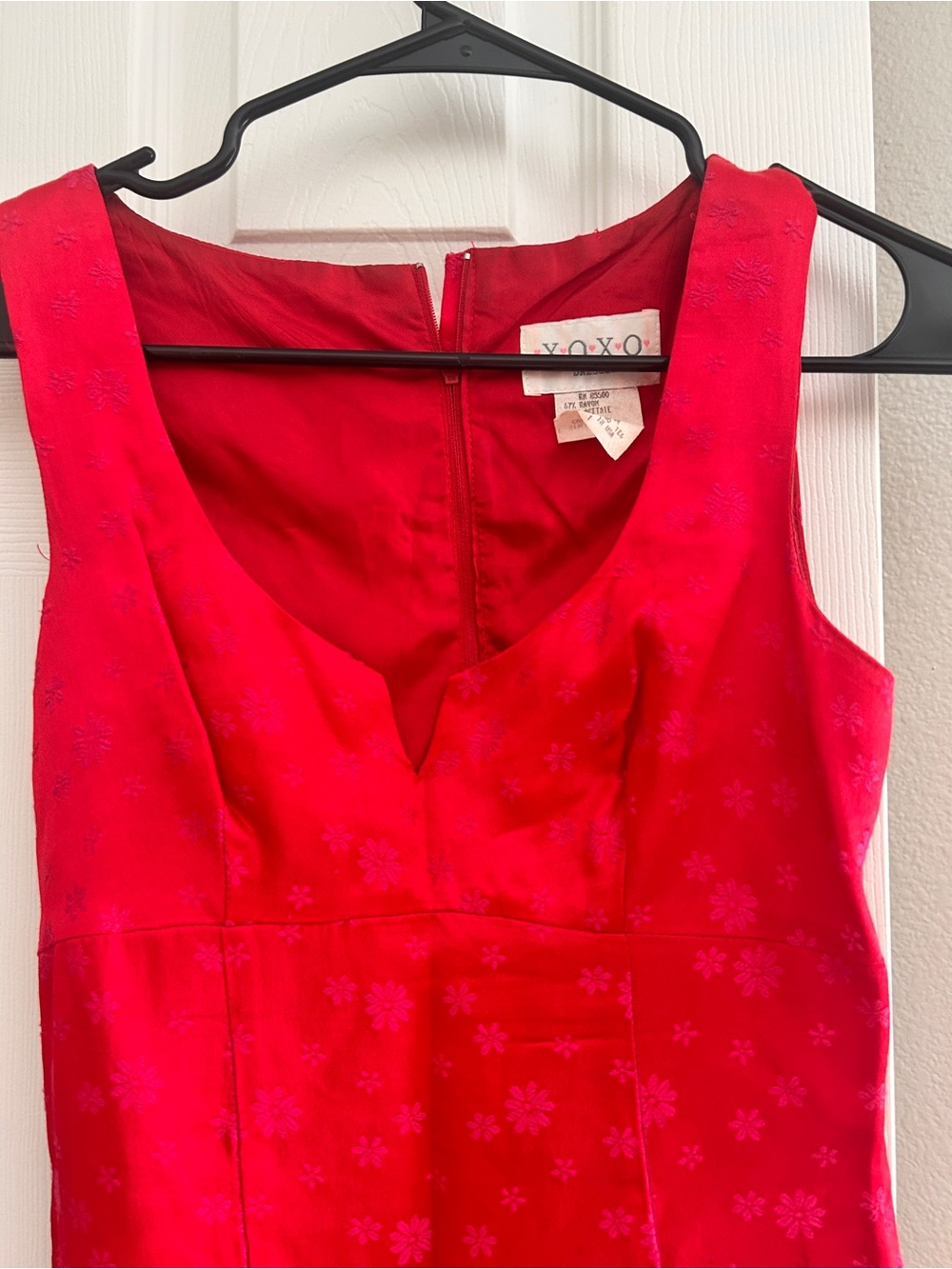 XOXO Bright Red Floral Midi Dress